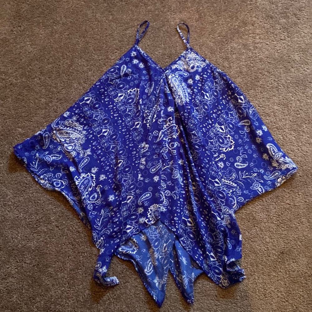 Paisley blue tank top blouse